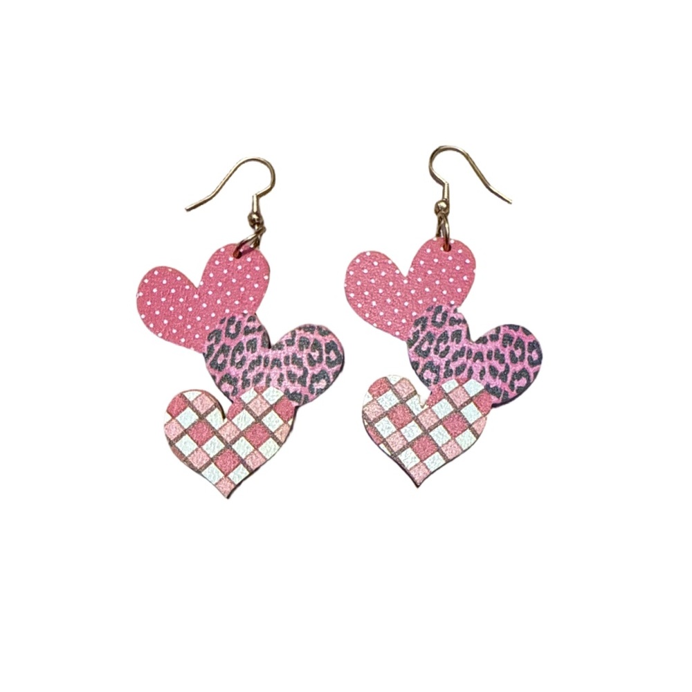 Pink Heart Dangle Earrings